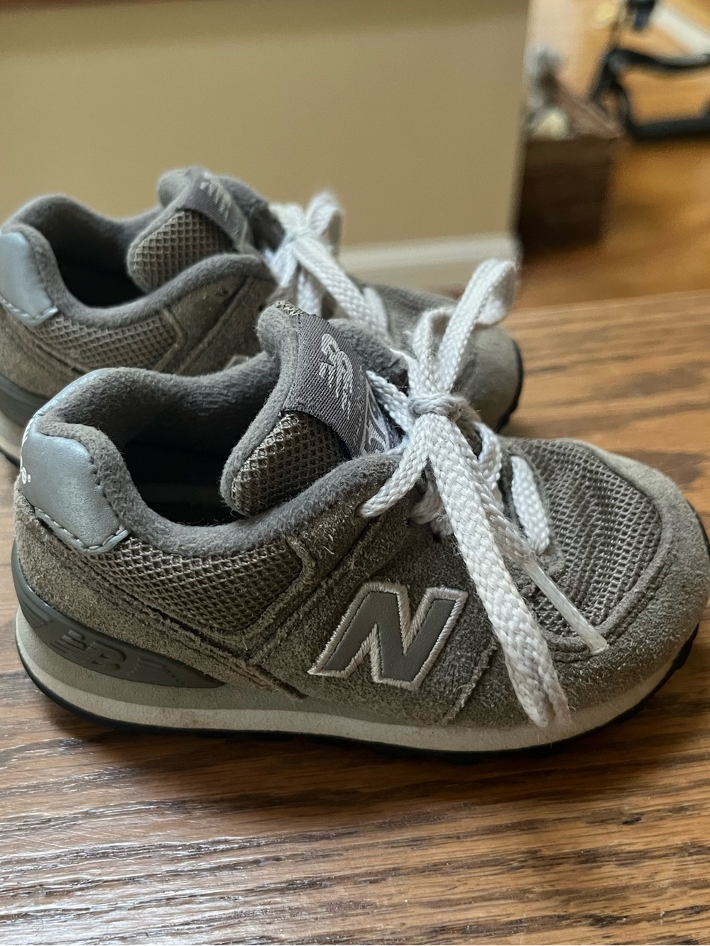New Balance Kids Gray Suede & Mesh Lace-Up Sneakers